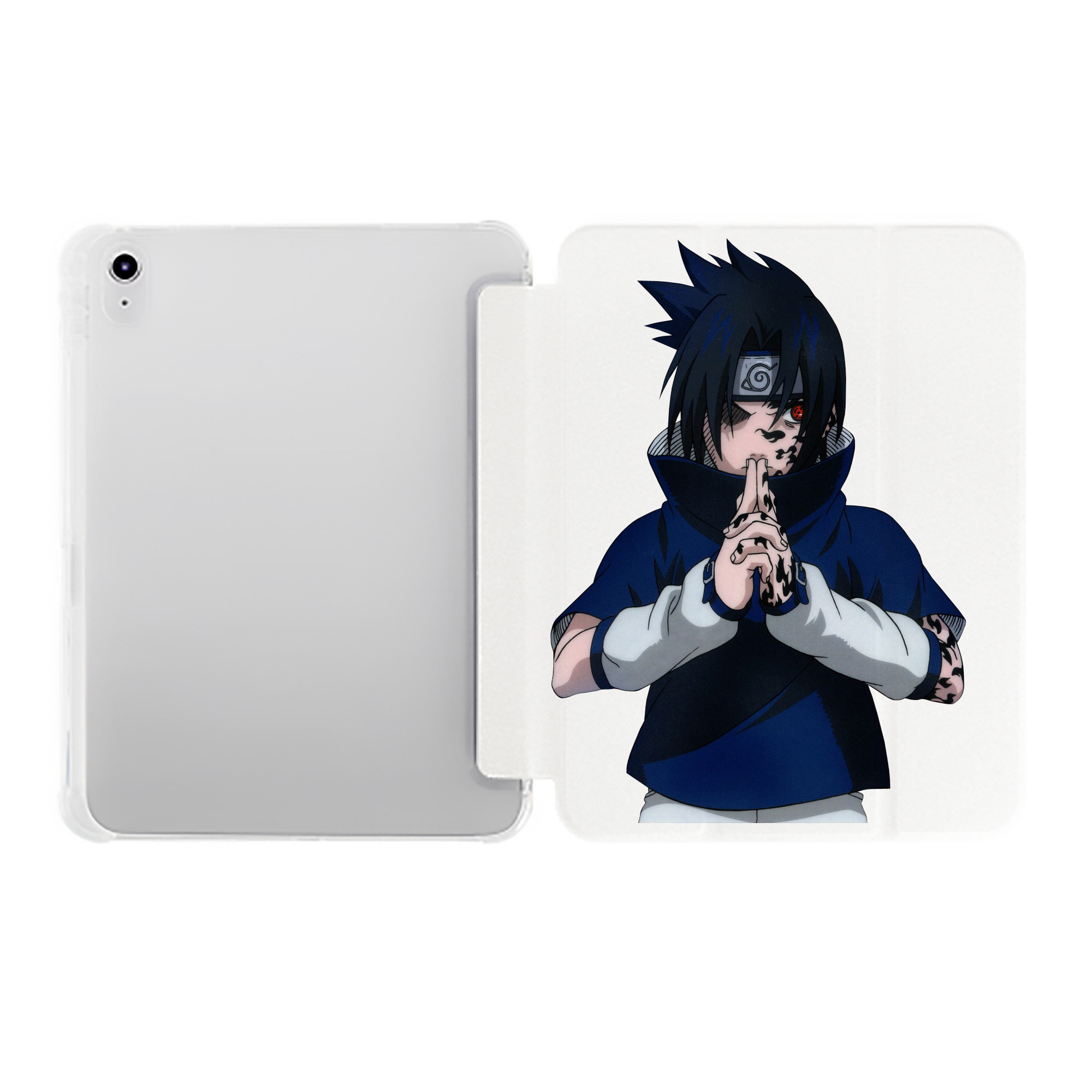 （画像用） NARUTO -ナルト- うちは サスケ Uchiha Sasuke IPad ケース ペン収納付き 三つ折りスタンド PUレザー×シリコン 対応機種9.5/10.5/10.9インチ